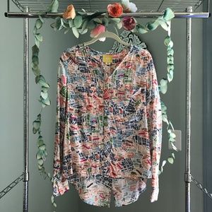 Maeve Cartography Buttondown Blouse